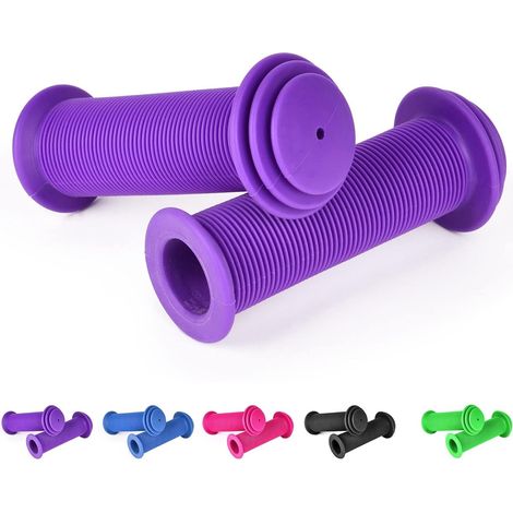 Poignées de vélo pour enfants 22mm - Caoutchouc antidérapant, amortissant, pour scooter/vélo enfant - Violet