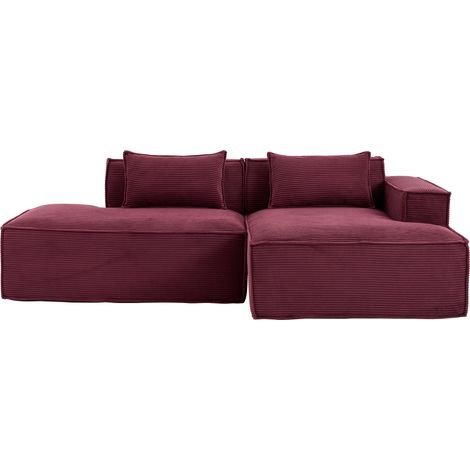 Sofá de tela de 233 cm, rojo burdeos, con 2 cojines y bolsa de muelles (1/5)