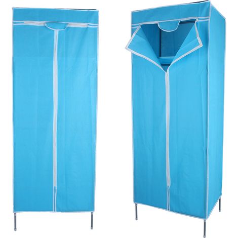 Armoire penderie compacte Shanghai 3 barres renforcées tubes 13 mm bleu ciel lot de 2 unités rangement dressing (1/5)