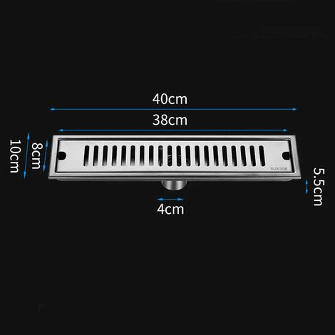 (10x40cm Mid)Bathroom Silver Shower 10cm Wide Floor Drain Sus 304 Stainless Steel Large Displacement Deodorant Anti-rust Floor Drain (1/4)