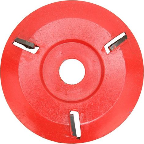 Disque sculpture bois 3 dents – rouge – incurvé – table basse / thé – meuleuse angle – triangle (1/5)