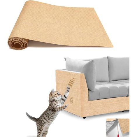 Alfombrilla rascadora para gatos, poste rascador, sofá, sillón, 40x200 cm, beige (1/5)