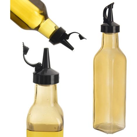 Glasflasche für Olivenöl, Essig und Gewürze mit Olivenöl- und Essigspender (0,26 l) (1/5)