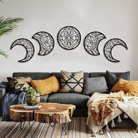 Sticker Mural Lune - Bois Naturel - Décoration Intérieure Murale - 5 Pièces - 27 Cm (1/3)
