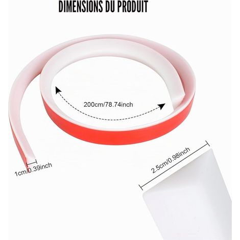 Barre de protection autocollante en silicone - 200 cm - Pour douche à l'italienne - Barre en caoutchouc autocollante pour séparation humide et sèche - Salle de bain (1/2)