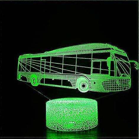 Lampe de table 3D en forme de bus, illusion d'optique, 7 couleurs changeantes, LED, cadeau idéal pour Noël, la maison, un anniversaire ou toute autre occasion spéciale enfants.