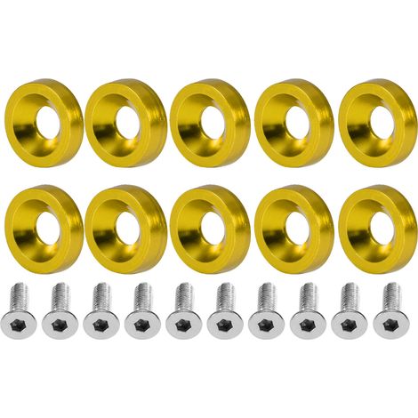 Unterlegscheiben und Schrauben, Fydun Packung mit 20 M6 Edelstahl Aluminium Stoßstangenscheiben 6mm Schrauben (Gold).