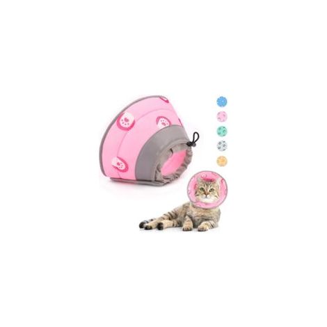 Collier cervical ajustable pour chat – Protection confortable couleur rose, taille S (1/5)