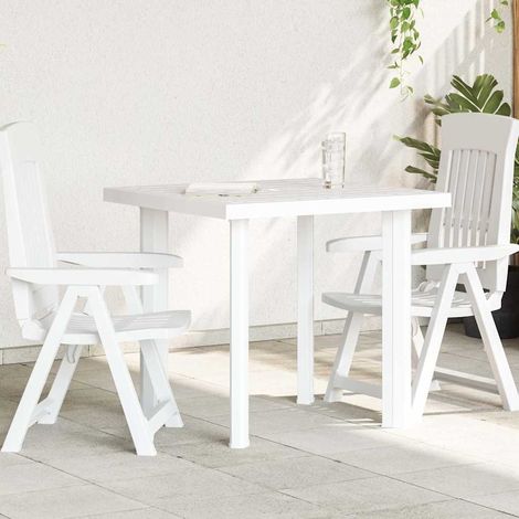 vidaXL Mesa de jardín de plástico blanco 80x75x72 cm (1/5)