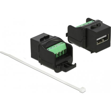 Delock Módulo Keystone USB 2.0 A hembra a bloque de terminales negro