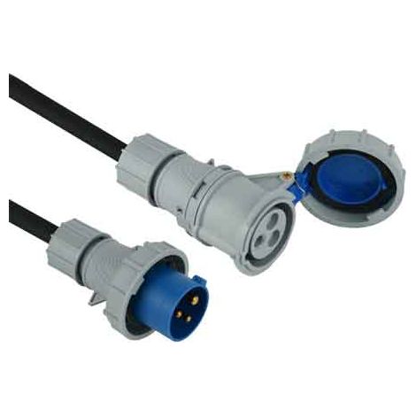 PROLUNGA INDUSTRIALE CON CAVO IN GOMMA IP67 16A 2P+T 200-250V - 20 mt - ELECTRALINE