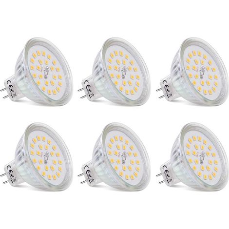 Ampoules LED Spot MR16 Culot GU5.3 Blanc Chaud 2700K, 3,8W Équivalent à Halogène 40W, LED Spot GU5.3 12V Non Dimmable 430 Lumen Lampe LED MR16, Lot de 6 [Classe énergétique E] (1/5)