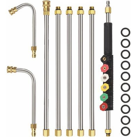 Barres d'extension pour nettoyeur haute pression, 4000PSI Pointes de Lance de Remplacement télescopiques Outils de Nettoyage pour Le Lavage des fenêtres de Toit - Définir facultatif-DOU