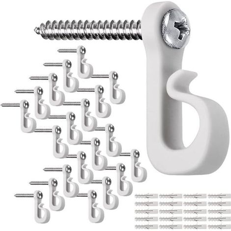 Hanger Haken für Außenlichterkette, Schraube in Weihnachtslichthaken, Innen- und Außenbeleuchtungshaken, Clips zum Aufhängen von Lichterketten, Lichterketten, Grauweiß, 40Stück (1/5)