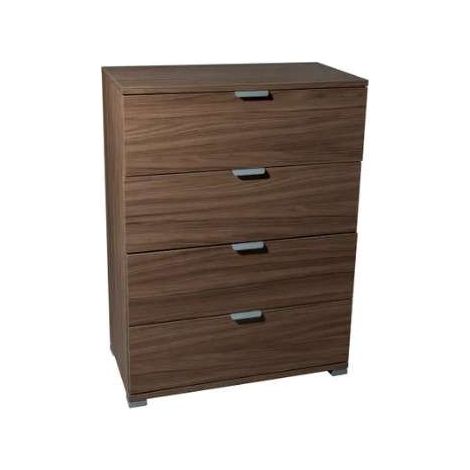 Cassettiera 4 cassetti noce almendra già montato L60 H85 P38 - consegnato già montato