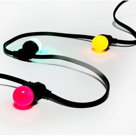 Guirlande guinguette 10 ampoules multicolores E27 10M extérieure IP65 (1/5)