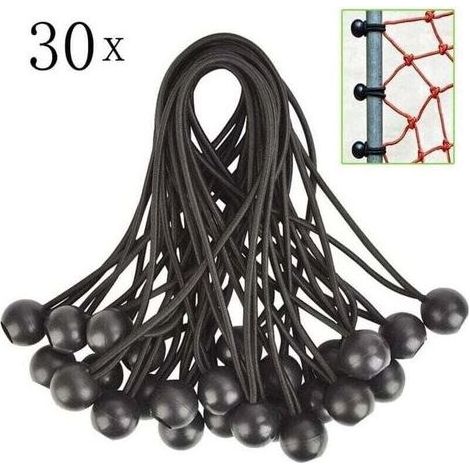 pair 30pcs Tendeur Elastique, Tendeurs Elastique Caoutchouc avec Boule, pour Bâche,Pavillon,Tente,Rideaux,Grillage Jardin.Fixation de Bâche de Serre,Fixation de Bâche de Remorque. (1/4)