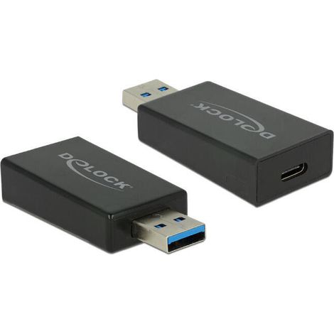 Convertidor USB 3.1 Gen 2 Tipo-A macho USB Tipo-Cª hembra Activo negro