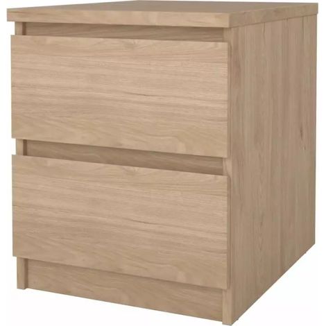 comodino "naia" con 2 cassetti colore legno, 40,4x50x49,5 cm
