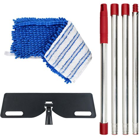 Housse de rechange réversible pour balai à franges en chenille, utilisable à sec ou humide  balai plat à franges avec fil épais  manche télescopique en quatre sections ( ) (1/5)