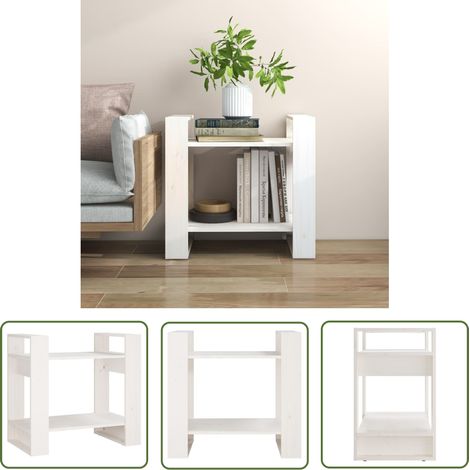 The Living Store Bibliothèque/Séparateur de pièce Blanc 60x35x57 cm Bois de pin - Bibliothèque - Bibliothèque En Bois - Meuble De Rangement - Séparateur De Pièces - Étagère (1/5)