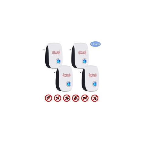 Juego de 4 piezas de repelente ultrasónico electrónico para roedores, ideal para mascotas de interior y exterior - Crezuo