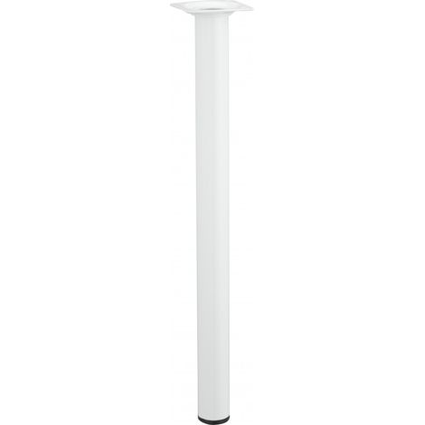 Hettich – Pied de table basse cylindrique fixe en acier époxy blanc – Hauteur 40 cm – Charge 50 kg – Fixation à visser – Platine 60x60 mm