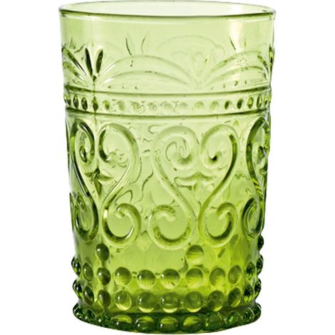 Zafferano Lot De 6 Verres Tumbler Collection Provenzale En Verre Soufflé À La Main, Couleur Vert Pomme, Design Rustique Et Élégant, Résistants (1/4)