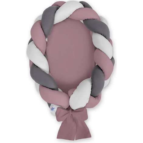 Coccolone per neonati intrecciato 2 in 1 - rosa-grigio-antracite retrò (1/2)