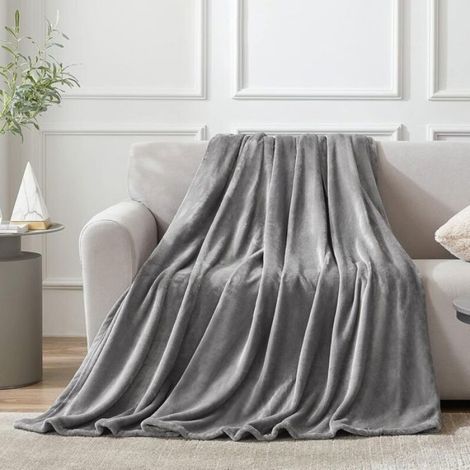 Couverture Polaire pour canapé - Chaude et Douce - pour canapé, lit, Fauteuil, Toutes Saisons - Lit Simple - 130 x 160 cm - Gris (1/5)