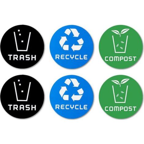 Lot de 6 autocollants de recyclage pour poubelles, signalisation pour tri intérieur et extérieur Odipie (1/5)