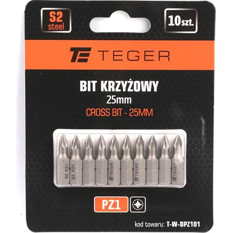 Punta a croce PZ 25 mm/PZ1 (set da 10) / teger