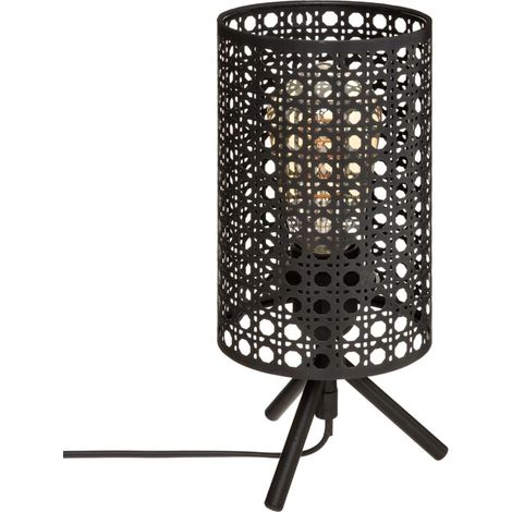 Atmosphera - Lampe à poser en Métal Noir Cannage H 28 cm (1/4)