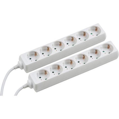 Meister Steckdosenleiste 6-fach - 2 Stück - 5 m Kabel - weiß - Kunststoffleitung - IP20 Innenbereich / Steckerleiste / Mehrfachsteckdose / Tischsteckdose / Tido 6-fach / 7430480