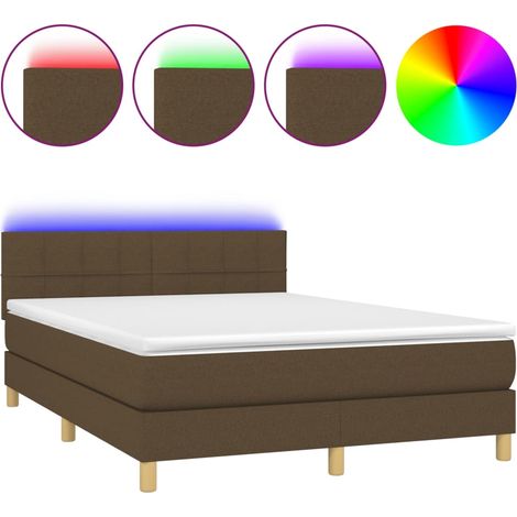 Maison Exclusive - Boxspringbett mit Matratze & LED Dunkelbraun 1