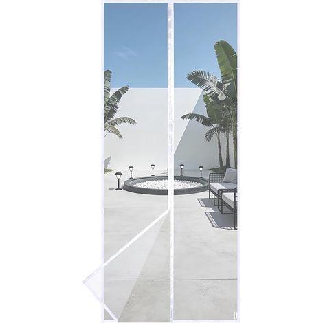 Moustiquaire Magnétique Pour Portes de Balcon et Fenêtres - Rideau Avec Aimants Puissants Pour Fermeture Parfaite - Installation Facile Sans Perçage (90x200CM, Blanc) (1/5)