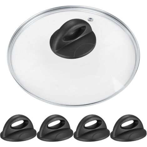 Sollbry 4 Pièces Boutons de Couvercle Poele, Casserole Couvercle Boutons, Bouton de Remplacement de Couvercle Cuisine pour Couvercle Verre, Poignée de Couvercle - Noir (1/5)