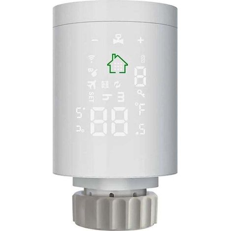 Thermostat Actuator for Radiator Valve Radiator LCD Screen on Body Powered by AA Batteries, Compatible with Amazon Alexa and Google Home (1/4)
