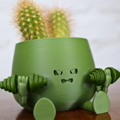 1 pot de fleurs amusant, pot de fleurs en résine 9,28 x 7,8 x 5,7 cm, pot de fleurs en forme d'haltère avec trous de drainage (sans plantes) (1/3)