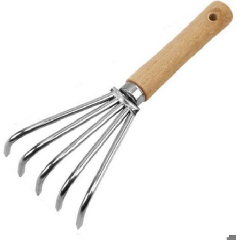 Outil De Creusement - Acier Militaire - Manche Bois Ergonomique - 5 Dents - Pour Repiquage Et Nivellement Du Sol - 1 Pièce (1/4)