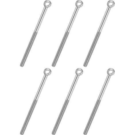6 Pcs Boulon à Œil M6x90mm Boulon à Œillet de Levage pour Balancement d'Épaule, Vis Poisson en Acier Inoxydable 304, Filetage Métrique à Demi-Denture Trou Coulissant, Argentée (1/5)