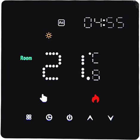 Thermostat programmable hebdomadaire avec réglage de la température et de la luminosité, pour système de chauffage au sol électrique. (1/5)