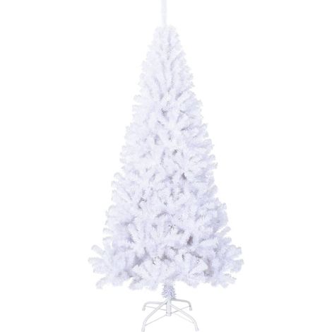 INLIFE Arbre de Noël artificiel avec branches épaisses Blanc 210cm PVC (1/5)