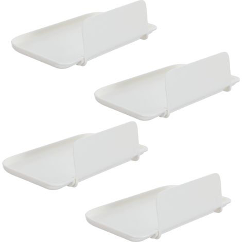 Étagère murale pliable en plastique , composée de 4 pièces , avec adhésif et bords surélevés . blanc (1/5)