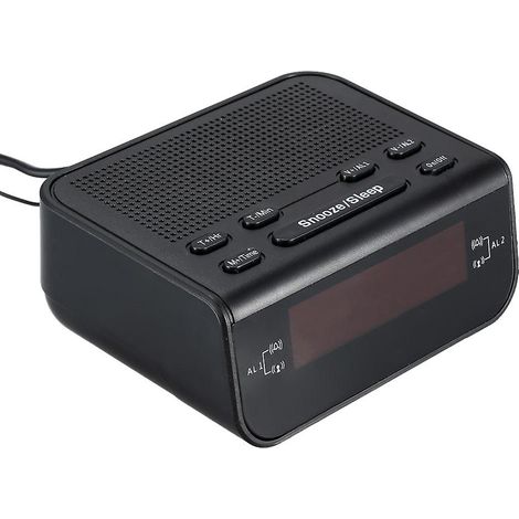 Réveil numérique avec radio FM, doté de deux alarmes, d'une fonction snooze, d'un affichage de l'heure par LED rouge, horloge de bureau, horloge décorative HPME. (1/5)