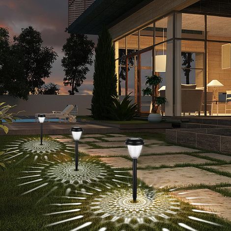 Lot de 6 lampes solaires d'extérieur étanches pour chemin, éclairage LED automatique jusqu'à 12 heures, avec lumière blanche et lumière RVB pour jardin, pelouse, allée, terrasse, chemin (1/5)
