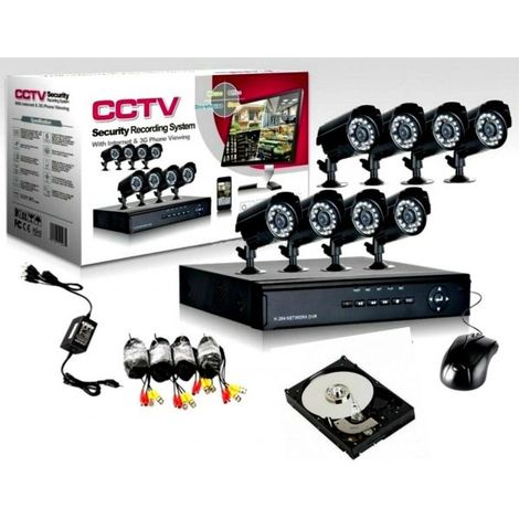 KIT VIDEO SORVEGLIANZA 8 TELECAMERA INFRAROSSI HD500 + DVR + ALIMENTATORE + CAVi (1/5)
