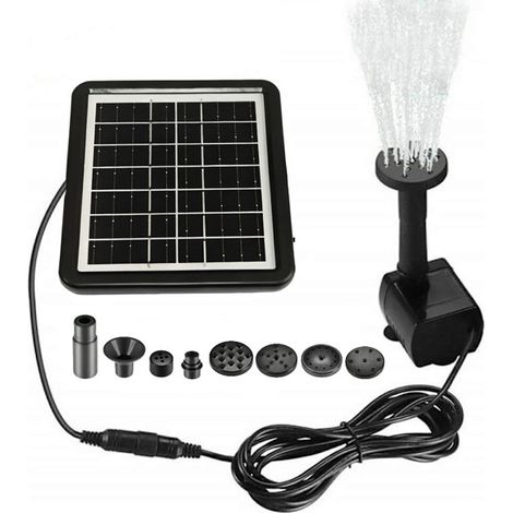 Solar-Teich- und Fontänenpumpe – 1,2W Leistung – Max. Durchfluss 160 L/h – Wasserhöhe 50 cm – 15×15 cm monokristallines Silizium-Panel