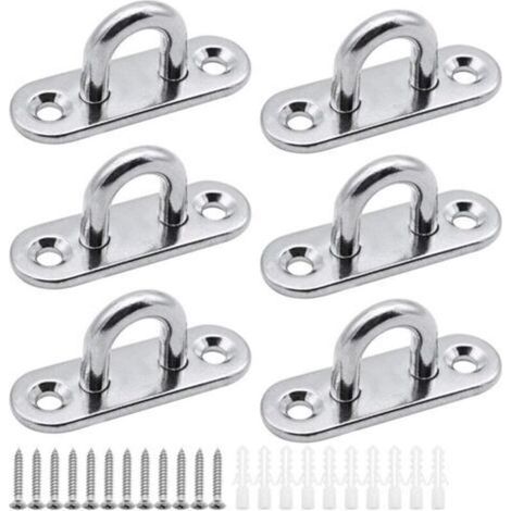 6pcs Grommet Plates Stainless Steel Cover Plate 5mm Mast Plate Heavy Duty Mounting Hooks for Wall Hooks Hanging Chairs Awning Boat Accessories etc (1/4)