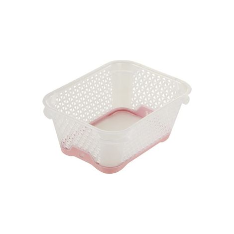 Mini Cesta, Antideslizante, DIN A7, 16 x 12 x 7 cm, Jonas, Transparente/Rosa